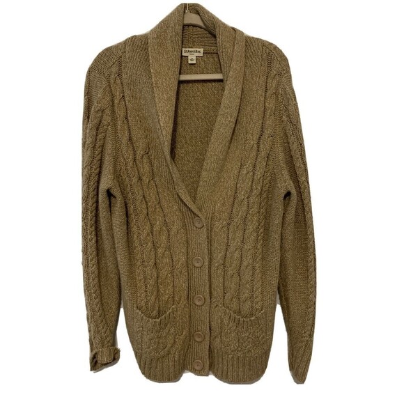 St. John's Bay Womens Plus Size 1X Beige Chunky Button Cardigan L/S Sweater - Picture 1 of 6